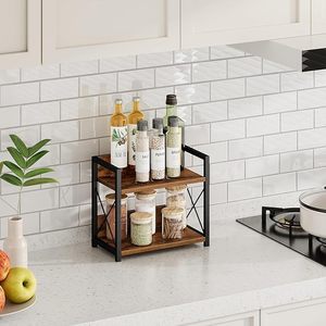 3 Tier Expandable Modern Wooden <b>Standing</b> Spice Rack Organizer Storage <b>Shelf</b> for Kitchen Cabinet Countertop - Product Image 4