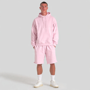 Spring <b>Shorts</b> <b>Set</b> Breathable Fleece Hoodie Jogger <b>Shorts</b> <b>Set</b> Men Loose High Waist Polyester/Cotton Outdoor Sweat <b>Shorts</b> - Product Image 2