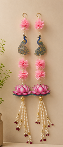 MDF Peacock <b>Door</b> Hanging Shubh Labh Golden <b>Beads</b> Diwali Puja Decoration Indian Wedding Garland Printed High Quality Handmade - Product Image 4