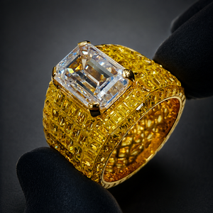 Newest Collection D Color & VVS Moissanite Diamond <b>Iced</b> Gold Plated 925 Sterling Silver Hip Hop Style Men's <b>Ring</b>. - Product Image 1