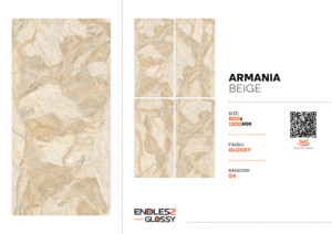 Azulejos de porcelana esmaltada de aspecto lujoso de 2x4 pies, color beige Armania, con brillo continuo y elegante, de 600x1200 mm, para sala de estar y dormitorio. - Product Image 2