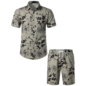 Adjustable Summer Men Hawaiian Beach Shirt Printing Men's Customized Two-Piece Shirt And Shorts <b>Sets</b> - Product Image 1