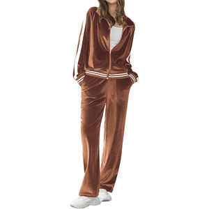 Hot New Women's Breathable Lightweight Velvet 2-Piece Set Zipper Hoodie and <b>Pants</b> Solid Winter Tracksuit - Product Image 1