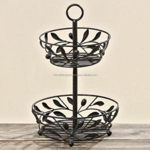 Spoon Fork Design Round Fruits <b>Basket</b> 2 Tier Floor Countertop <b>Display</b> Easy Portable Metal Wire <b>Baskets</b> Wholesale Price - Product Image 3