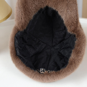 Winter Solid Color Fluffy Faux Fur Baseball <b>Hat</b> Custom Design Thickened Warm Snapback <b>Hats</b> <b>White</b> Faux Fur Baseball Cap - Product Image 5
