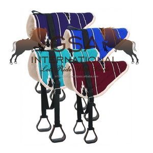 Couverture de selle traditionnelle Navajo à motif, tapis de selle pour monture sans selle, rembourrage épais en mousse et doublure en polaire, avec sangle de selle et étrier. - Product Image 5