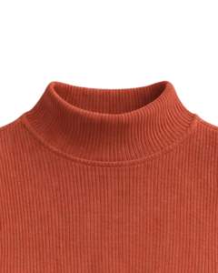 Top Corto Personalizado Color Naranja Quemado, Cuello Alto Acanalado, Sin Mangas, con Cordón Ajustable, Fruncido en la Parte Delantera, Corte Ajustado para Mujer - Product Image 5