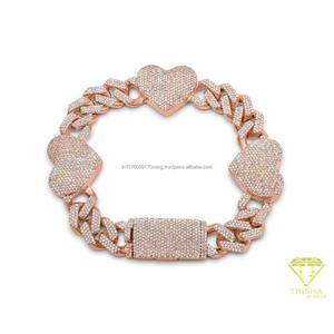 Luxury Heart Link <b>Bracelet</b> Featuring VVS Lab Grown Diamonds and Elegant Modern Jewelry Design - Product Image 1