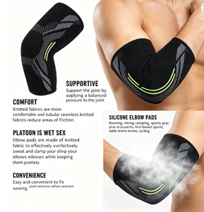 Manga de compresión para codo, soporte transpirable de punto con almohadilla de silicona, soporte ajustable para codo de tenista - Product Image 3