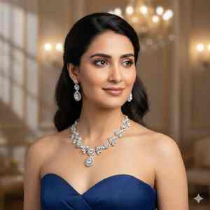 Conjunto de collar de latón con acabado antiguo de calidad de exportación, con diseño floral intrincado, para ocasiones festivas, disponible para la venta. - Product Image 3