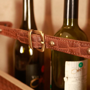 Mueble Bar de Cuero Moderno, Mueble de Almacenamiento Marrón, Aparador Buffet de 2 Puertas, Armario Bar de Lujo Hecho a Mano para Sala de Estar - Product Image 3