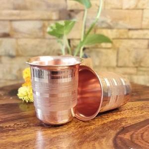 Verre à boire rond en verre finition cuivre, intérieur lisse, vaisselle décorative pour la maison, la salle à manger, les restaurants et les événements - Product Image 2