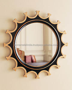 Antique <b>Bathroom</b> <b>Mirror</b> in Metal Gold-Plated Finished with Unique Indian Style Design Perfect for Luxury Home Wall Decoration - Product Image 2
