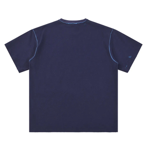 Camiseta Oversize de Algodón 100% para Hombre con Diseño de Bloques de Color Vintage y Efecto Salpicado, Corte Holgado y Paneles Cosidos, Lavado Ácido - Product Image 2