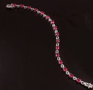 กำไลข้อมือพลอยทับทิมธรรมชาติ เงินแท้ 925 ชุบทอง หรูหรา สง่างาม ของขวัญเครื่องประดับประจำเดือนกรกฎาคมสำหรับเธอ - Product Image 3