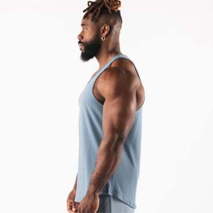 Débardeur stringer personnalisé pour homme, idéal pour la gym, le fitness et la musculation, séchage rapide, col rond, en polyester et coton, 250g, 3D - Product Image 5