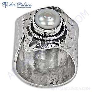 Latest Ethnic Design in Simple Silver <b>Pearl</b> <b>Rings</b> - Product Image 1