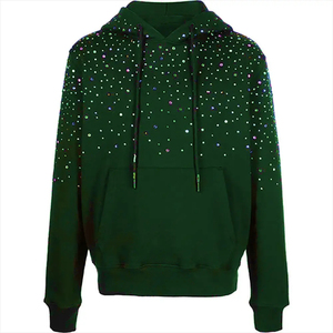 Sweat à capuche zippé en molleton de coton, coupe classique, style streetwear, avec logo en strass et effet délavé vintage, fabrication sur mesure - Product Image 3
