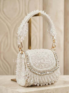 Mini Pearl Beaded Chain Handmade Fashion Classic Casual Evening Clutch Wedding Bridal Party Purse - Product Image 6