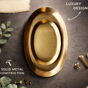 Plateau de service décoratif texturé finition or de luxe |   Plateau en métal multifonctionnel de qualité supérieure pour le thé, la table à manger et la décoration élégante de la maison - Product Image 6