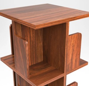 Indian Rosewood Revolving Book Rack Corner Wooden Bookshelf Narrow Storage Organizer for Living Room | Jodhpur Handicraft - Product Image 2