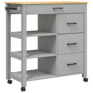 MONZA Solid Wood Pine Kitchen <b>Trolley</b> 33.1"x15.7"x35.4" for Kitchen <b>Storage</b> - Product Image 2