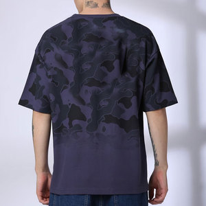 T-shirt en jersey de coton à imprimé camouflage surdimensionné pour homme, col rond, manches courtes, style décontracté, respirant - Product Image 5