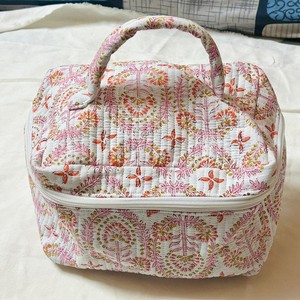 Bohemian Embroidered Cosmetic <b>Case</b> with Zipper and Soft Handle Medium Size Textile Makeup Bag - Product Image 4