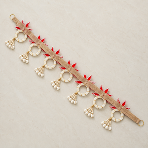 Handmade Red Floral Door Toran Burlap Pearl Shell Tassel Hanging Diwali Puja <b>Wedding</b> Entrance Home Decor Gift Traditional - Product Image 2