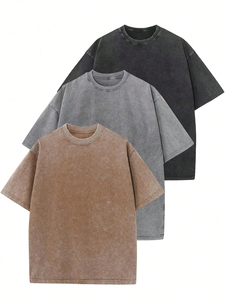 Camiseta de Algodón Lavado Oversize para Hombre, Estilo Vintage, Ajuste Holgado, Streetwear, Jersey, OEM, Venta al Por Mayor - Product Image 6