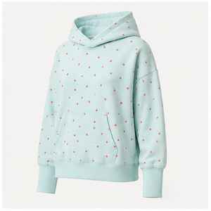 Sweat à capuche personnalisable pour femme, coupe ample et courte, à pois irréguliers, en molleton bouclé doux, couleur aqua pâle WPHOOD-0023 - Product Image 2