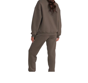 Chándal para Mujer, Color Sólido, Sudadera con Cierre de Media Cremallera, Bolsillos Laterales, Corte Regular, Largo Completo, Ropa Casual de Otoño, Poliéster - Product Image 3