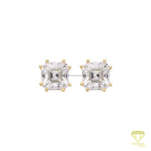 925 Sterling Silver Moissanite <b>Diamond</b> <b>Square</b> Stud <b>Earrings</b> Budget Jewelry For Wholesale Retailers - Product Image 5