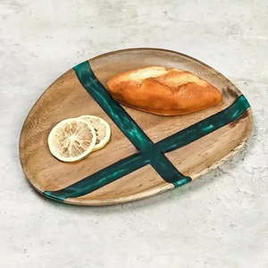 Rustic Ove Platter Rectangular Wooden <b>Serving</b> Tray Solid Wood Minimalist Design Durable For <b>Dishes</b> Plates Decor <b>Set</b> - Product Image 5