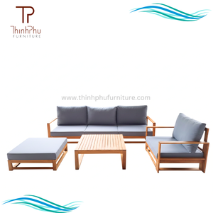 EDEN 6pcs Contemporary Eco-friendly <b>Outdoor</b> Furniture Garden Acacia Wood Sofa Set Waterproof Cushions <b>Foldable</b> for Hotels Villas - Product Image 2