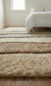 Alfombra Moderna de Lana con Rayas Neutras, Suave y Afelpada, Antideslizante, Hecha a Mano, con Diseño Geométrico Abstracto para Sala de Estar, Dormitorio y Decoración del Hogar - Product Image 3