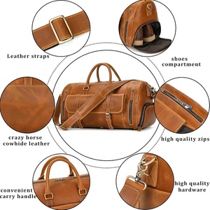 Sac de voyage et de sport unisexe ROYAL en cuir véritable de qualité supérieure, écologique, robuste, grand format, avec fermeture éclair, à prix abordable - Product Image 2