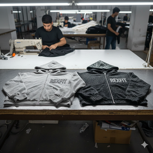 Hoodies de qualité supérieure coupés et cousus, entièrement ornés de strass, avec broderie appliquée personnalisée, épaules tombantes, fermeture éclair de haute qualité - Product Image 5