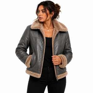 <b>Women</b> Premium Genuine Leather <b>Jacket</b> Soft Comfortable Classic Tailored Silhouette Casual Fashion Outerwear Breathable Quick-Dry - Product Image 2