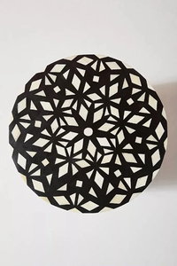 FAIZA CRAFT Handicraft Resin & Drum Side <b>Table</b> in Black Geometric Design 100% Handmade Hotel Living Room Furniture - Product Image 4