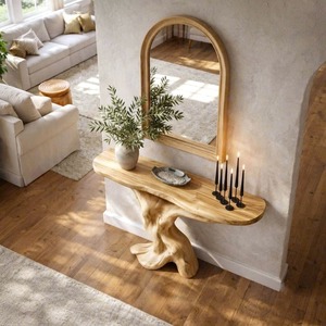Table console en bois naturel, design inspiré, faite à la main, décoration unique pour entrée, meuble en bois massif de style farmhouse - Product Image 5