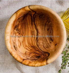 Bol de service en bois de haute qualité bol rond pour salades Fruits nourriture fruits secs en bois fait à la main pour la fête à la maison Restaurant moderne - Product Image 6