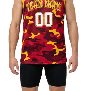 Basketball Uniform Set <b>Camo</b> Print Jersey Fitted <b>Shorts</b> for Adults V-Neck Sleeveless Team Kit Name Number 100% Polyester - Product Image 6