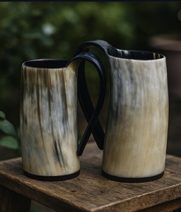 Taza de Cerveza Artesanal HASAN CRAFT de Cuerno de Búfalo con Diseño Triangular, Vaso de Lujo con Asa para Adultos - Product Image 5