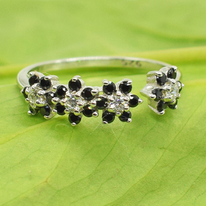 Pure 925 Sterling <b>Silver</b> Natural Amethyst Sapphire Onyx <b>Garnet</b> Chrome Diopside Carnelian Gemstone Flower Band <b>Rings</b> Fine Jewelry - Product Image 4