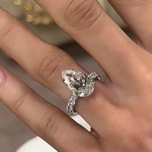 925 Classic Women's 5.0Ct Pear Cut Moissanite Engagement <b>Ring</b> in Sterling Silver White Gold Plated <b>Indian</b> Supplier Manufacturer - Product Image 2