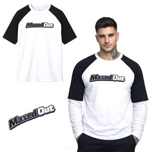 Camisetas de Hombre de Algodón Grueso con Mangas Raglán en Contraste, Logotipo Bordado Personalizado OEM al por Mayor, Estilo Urbano Informal, Fabricante - Product Image 1