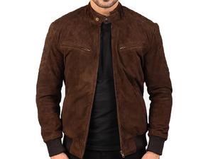 Wholesale Men Genuine Brown <b>Suede</b> <b>Leather</b> Cafe Racer <b>Jacket</b> Cowboy Motorcycle Racing <b>Jacket</b> - Product Image 1