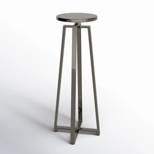 Mesa de Centro Glam con Detalles Dorados, Base Geométrica Cónica, Tapa Redonda, Soporte Compacto de Lujo para Interiores Contemporáneos y Bares - Product Image 5