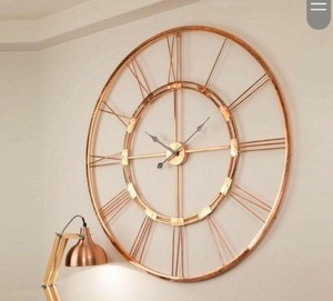 <b>Vintage</b> Inspired Black and Bronze Roman Numeral Wall <b>Clock</b> with Industrial Metal Frame for Home and Timeless Interior Decor - Product Image 4